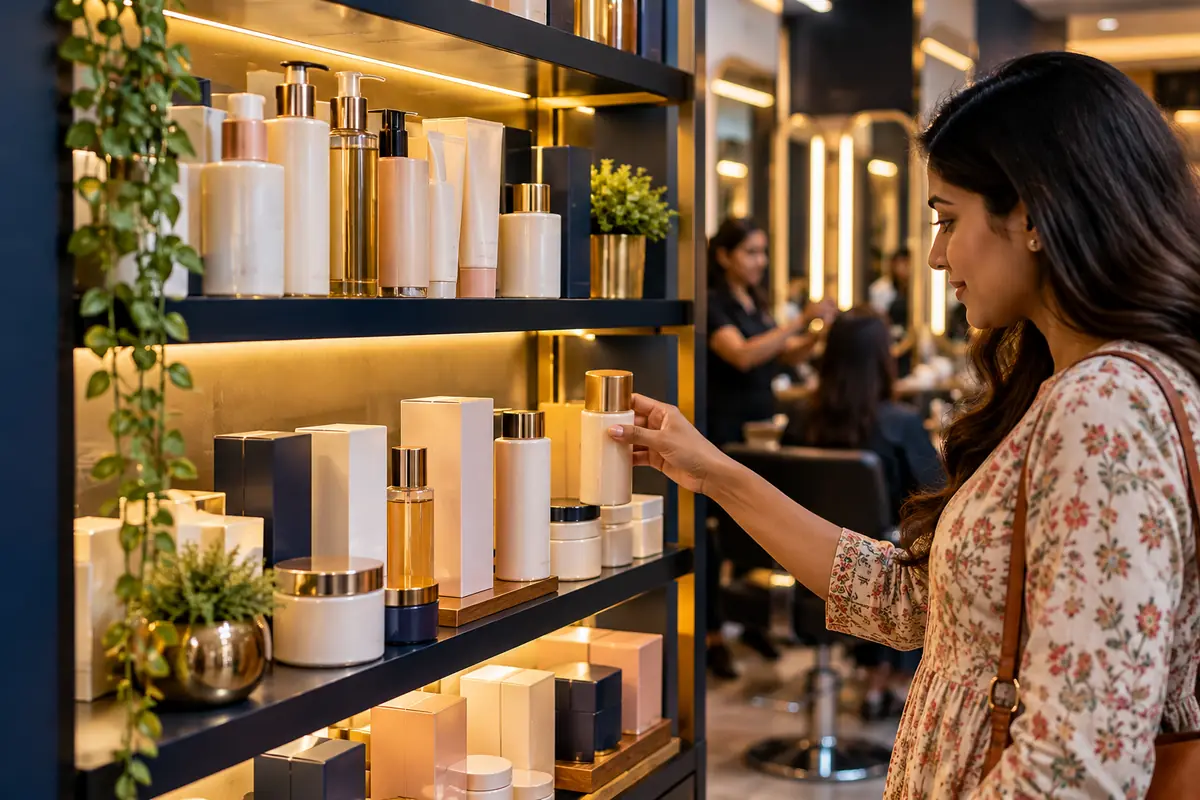 A modern retail display shelf